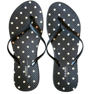 EUC Old Navy Black and White Polka Dot Sandals Flip Flops, Size 8